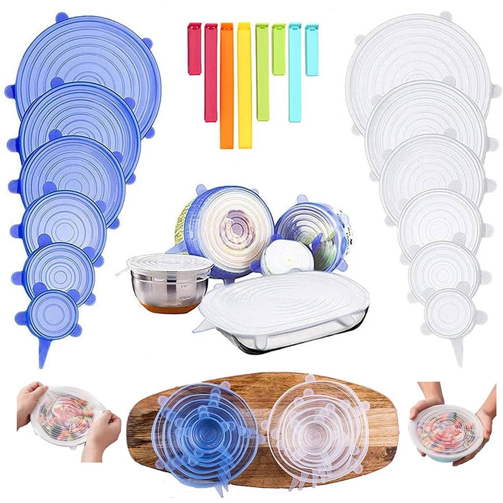 6pcs Silicone Stretch Lids Reusable Flexible Food Cover Preservation