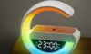 Multifunctional Smart G-Shape Table Lamp USB Plug with Bluetooth Speaker, Wireless Phone Charger & Alarm Clock Function